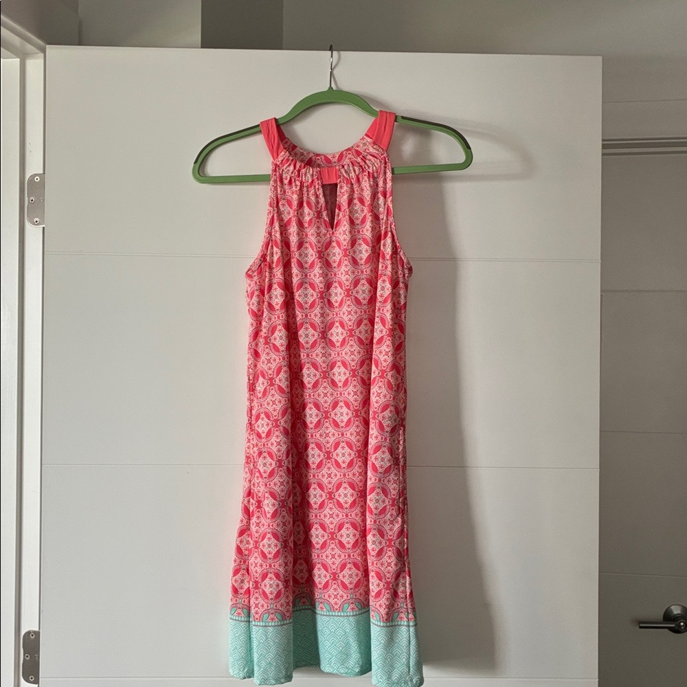 Cabana Life Coral and White Patterned Dress